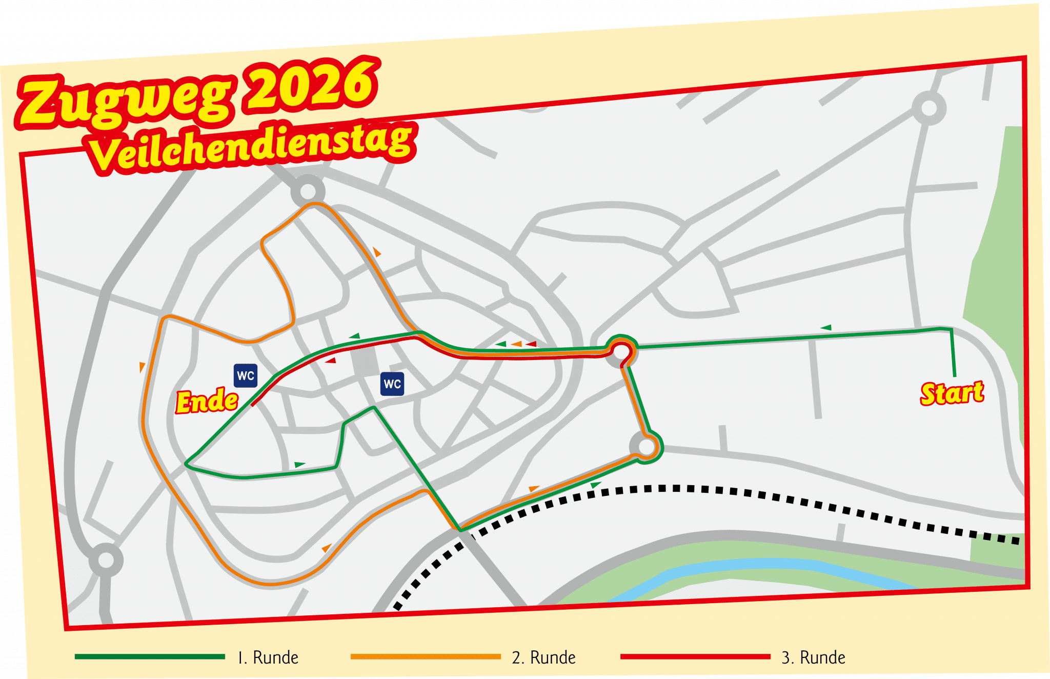 Plan des Veilchendienstagszuges in Attendorn